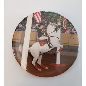 Prussian Horse Up On Hind Feet Woman Rider Dressage Pinback Button Pin